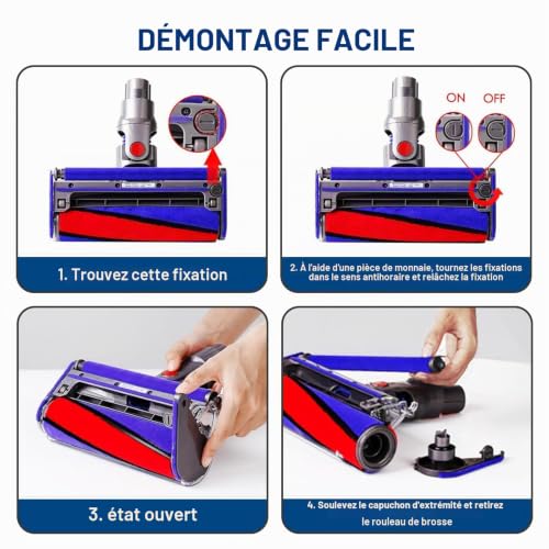 Brosse de sol à Rouleau Souple pour Dyson V11 V15 V10 V7 V8,Accessoire Rouleau Souple pour aspirateur Dyson SV10 SV11 SV12 SV14,Brosse Les sols durs – vue 5