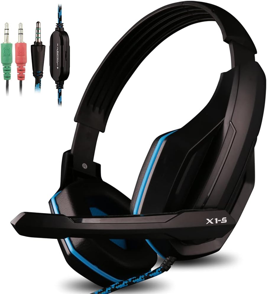 Gaming Headset for PS4 PC iPhone Smart Phone Laptop Tablet iPad iPod Mobilephones MP3 MP4,X1-S 4 Pin 3.5mm Jack Multi Function Game Headphones with Mic by AFUNTA