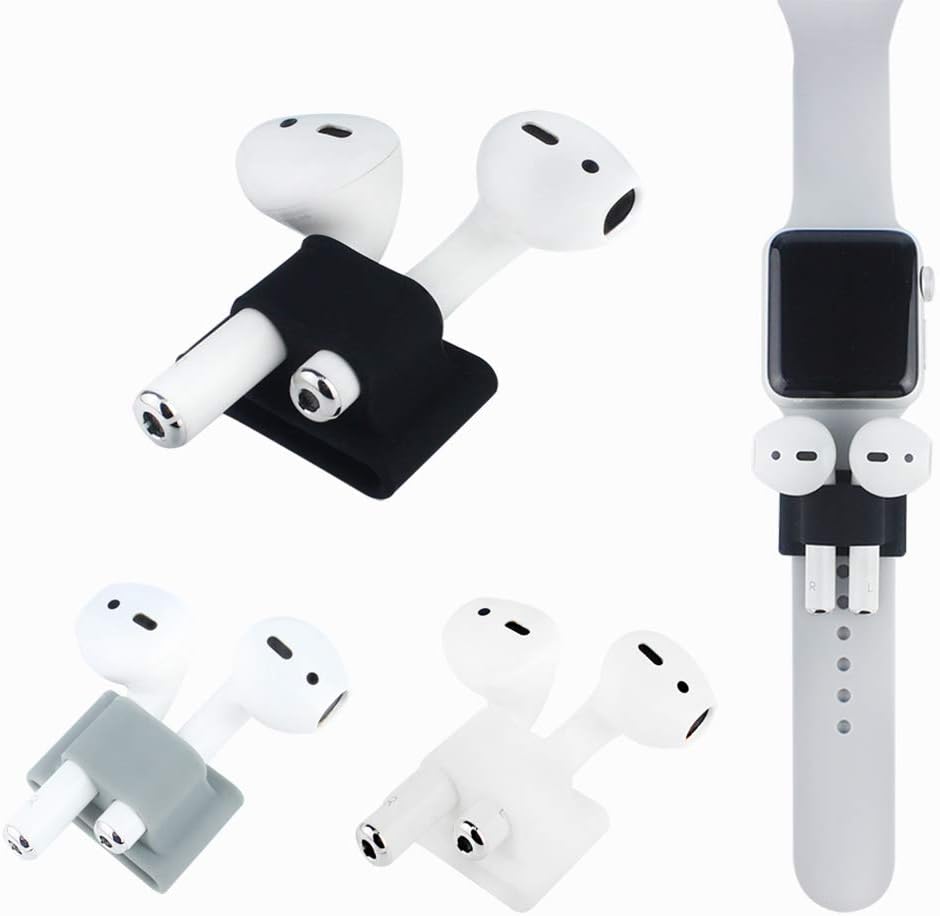 AirPods Band Holder [Airpods Watch Band Holder] [3 Pack] [Silicone][Black][Gray][White][Stylish Minimalist Design, Perfectly Fits for Compatible with Apple AirPods/AirPods Pro