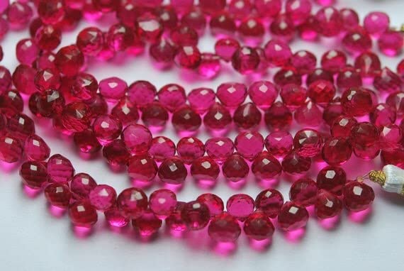 Quartz rose facetté briolette oignon LKBEADS 7-8mm perle pierre naturelle création bijou DIY