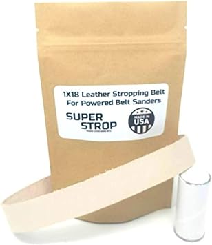 Leather Honing Stropping Belt, Fits Ken Onion Blade Grinding Attachment, White, 18 Inches, Knife Sharpener Belt