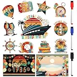 Birthday Cruise Door Decorations Magnetic, 13 Pcs Vintage 1986 40th Birthday Cruise Magnets, Retro Nautical Ship Cabin Door Signs Fridge Magnets Decor with 3 Pcs Pens