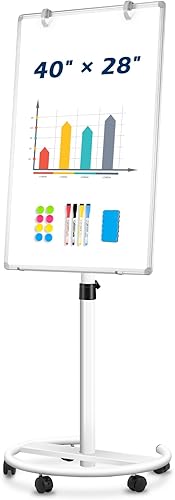 Miniatura 10 de Pizarra blanca móvil, pizarra blanca magnética de 36 x 24 pulgadas con soporte, caballete de altura ajustable, pizarra blanca de pie de borrado en