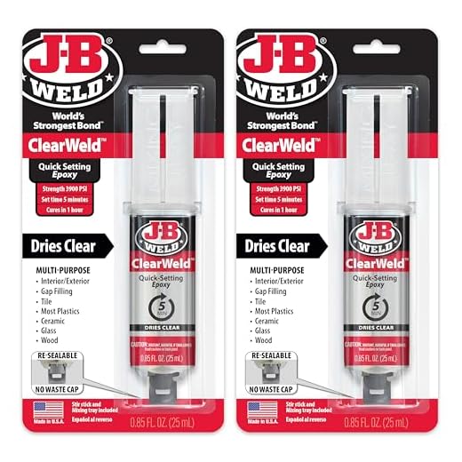 J-B Weld ClearWeld 5 Minute Epoxy, Clear, Syringe, 2 Pack, 50112-2