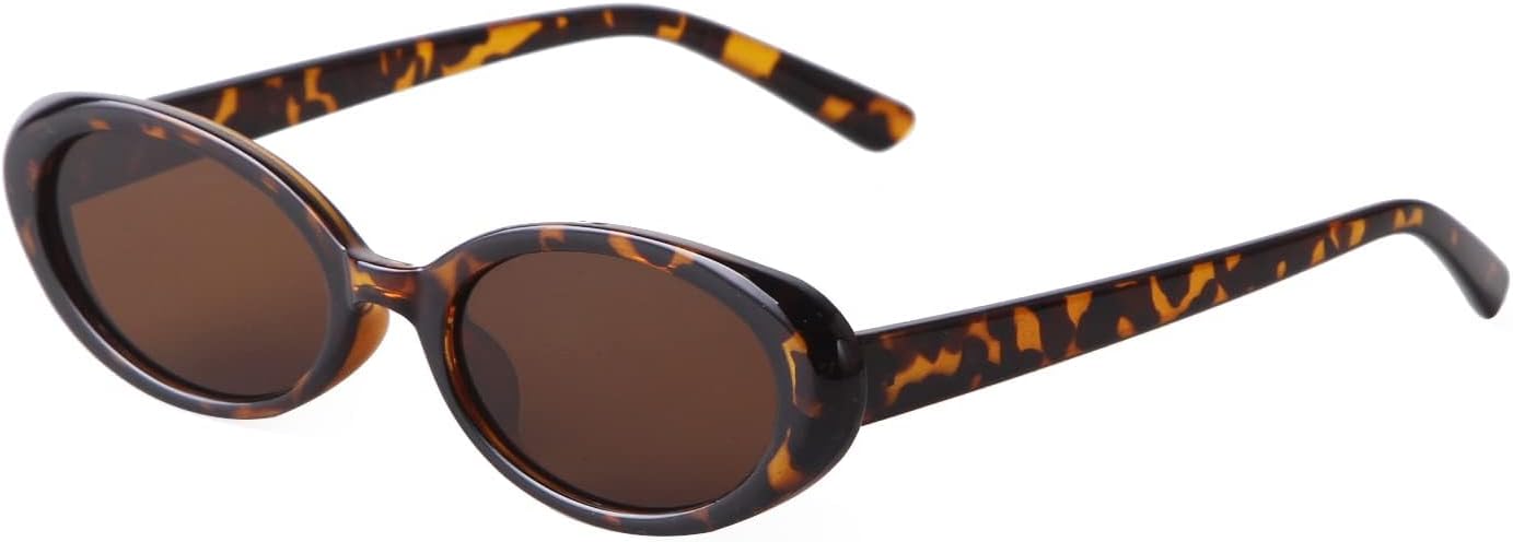 Retro Oval Sunglasses for Women, 90s Small Y2K Vintage Narrow Sun Glasses