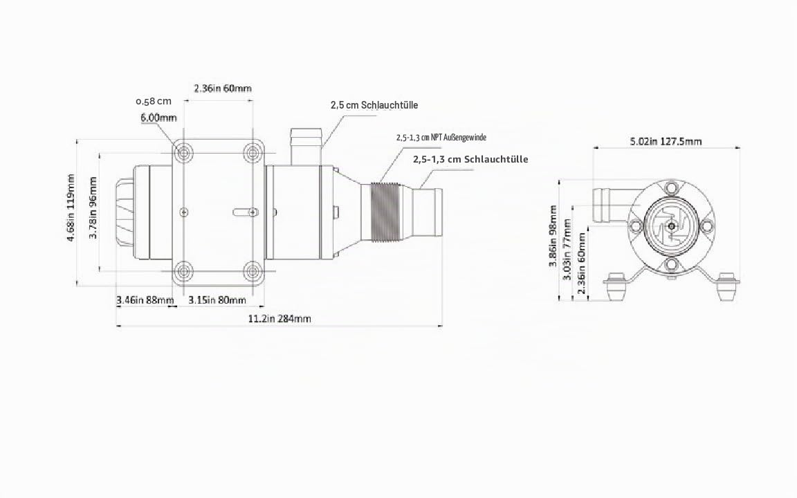 LIGHTEU DC 12V 45L/min SEAFLO Zerhackerpumpe/Fäkalienpumpe für Marine,boote,Yacht,Wohnwagen, Camping, Outdoor, Garten.
