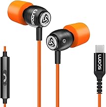 Ludos CLAMOR USB C Headphones for iPhone 17 16 15 Pro Max Plus Air iPad Pro, 5 Years Warranty, USB-C Earbuds for Samsung Galaxy S24 S23 Ultra S22 S21 FE S20 A55 A54 A53, USB Type C Earphones - Orange