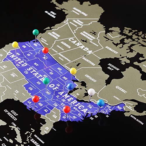 Detailed Scratch Off World Map Poster - Xl - Black And Gold Scratchable World Map - Glossy, Laminated Travel World Map - Full Accessories Kit - Best Gift Scratch Off Map Of The World By Divalis #TOP1