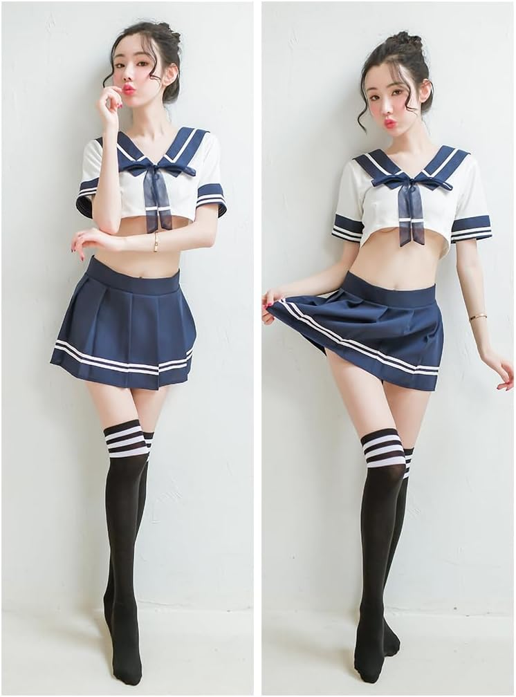 Schoolgirl Lingerie Women Costume Outfit Cosplay JK Japan Sailor Women Lingerie Roleplay Pajamas Costumes with Socks - Image 4