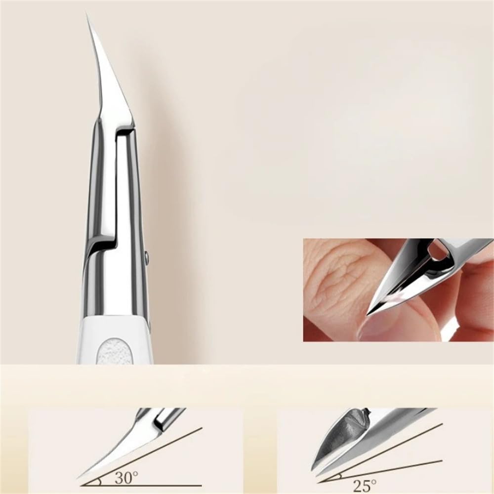 Tijeras para cutículas de acero inoxidable con punta curva, cortaúñas, quitauñas, herramientas profesionales para manicura, tijeras para uñas, color blanco