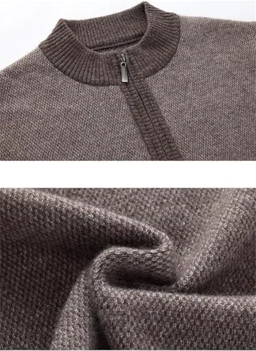 Vsadsau Men Wool Cardigan Sweaters Thick Large Knitted Casual Sweaters Zippers Lapel Solid Jumpers4