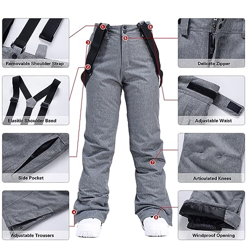 ALSOGO Women's Insulated Snow Pants Winter Warm Ski Pant Outdoor Waterproof Windproof Snowboard Bibs with Detachable Suspender Pink XL by ALSOGO - Used condition - Image 5