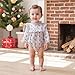 Sasaerucure Pink Christmas Tree Baby Girl Onesie Newborn Infant Long Sleeve Smocked Romper One Piece Christmas Clothes (Pink, 6-12 Months)