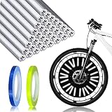 【Reflector de bicicleta】 Reflector de radios de bicicleta de 36 piezas con 2 pegatinas reflectantes para llantas de rueda, adecuado para la reflexión omnidireccional de radios completos. El gris es elegante y simple, por lo que son muy ligeros y hermosos.
