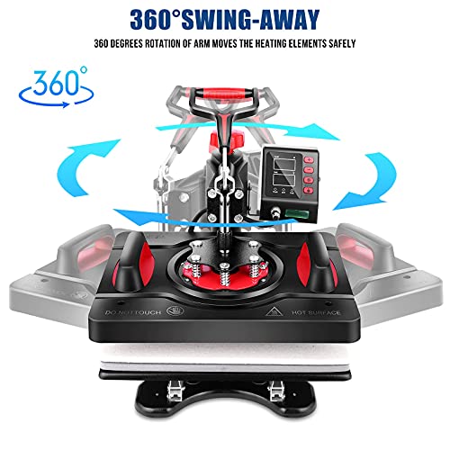 AKEYDIY Upgraded 5 in 1 Heat Press Machine Digital Combo Sublimation Heat Transfer Machine12 X 15" Swing Away Shirt Printing Sublimation Machine Digital Shirt Press Machine for Tshirt,Cap,Mug,Plate by AKEYDIY - Image 3