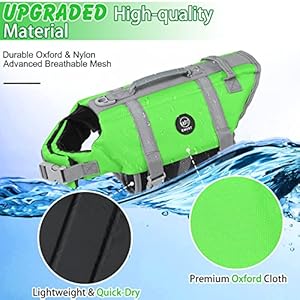   EMUST-Life-Jackets-for-Dogs-Adjustable-SmallMediumLarge-Dog-Swim-Vest-for-Water-Safety-Pet-Life-Vest-with-Rescue-Handle-Safety-Vest-for-Swimming-Pool-Beach-Boating-XL-NewGreen