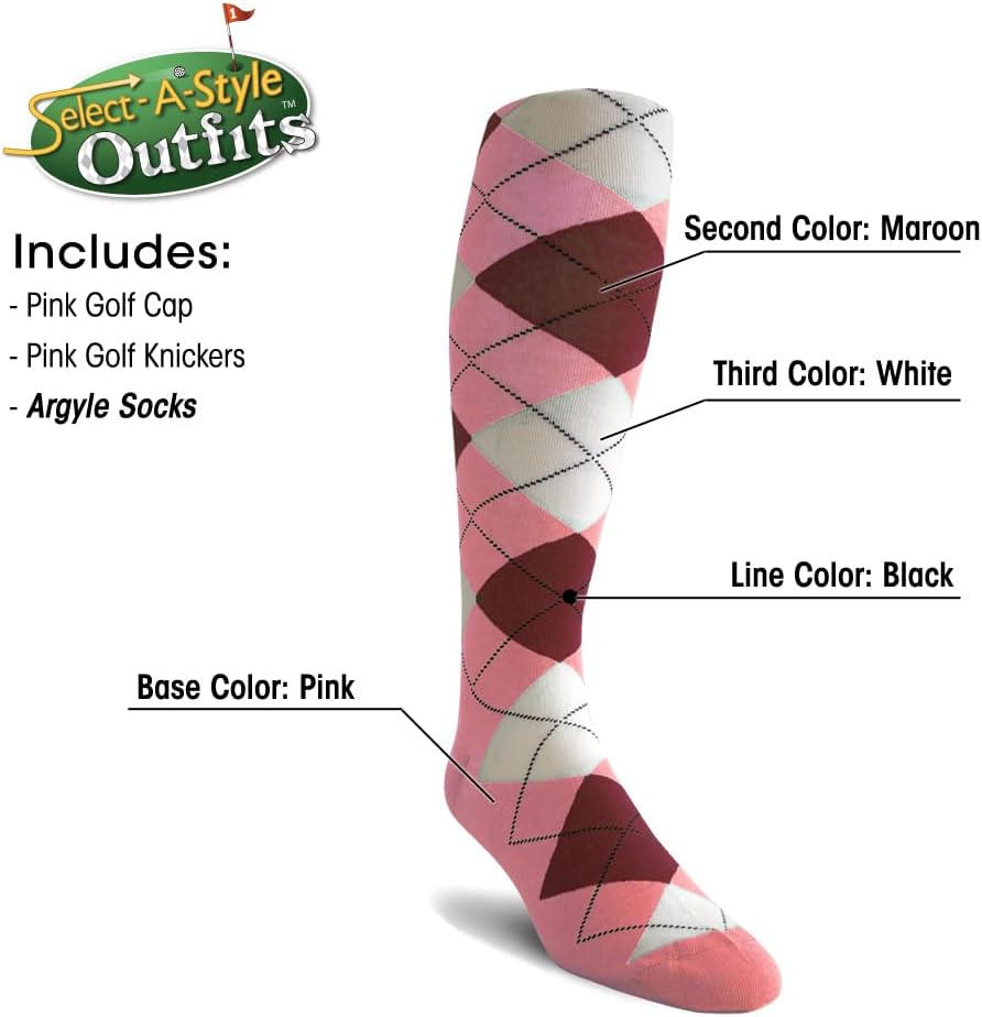 Golf Knickers Ladies Select A Style Outfit - Matching Golf Cap - Pink