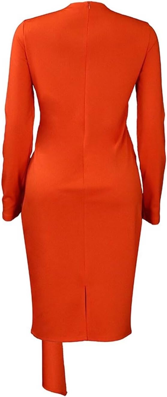 Women's Bodycon Pencil Dress for Cocktail Party Long Sleeve Elegant Midi Dresses Fitted Vintage Church Dresses - Image 3