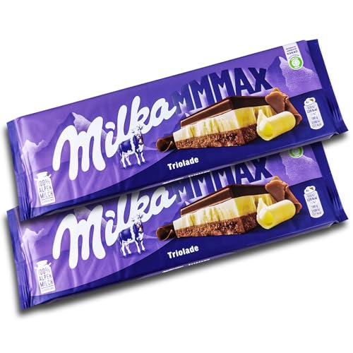 Milka Mmmax Triolade - Juego de 2 pizarras XXL de 280 g de leche alpina, leche alpino oscura y chocolate blanco
