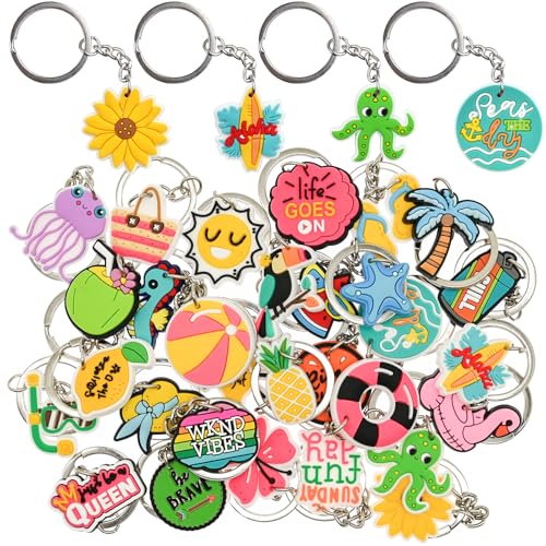 XHAOYEAHX 30PCS Random Different Summer Keychains,Mixed Non-Repeat Cute Key Chain