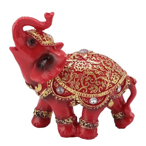 Srliya Feng Shui Elephant Figurine Home Decor Elephant Statue Lucky Feng Shui Wealth Sculpture Gum Red, Elegant, Good Luck Ambiance for Bedroom, Office, or Cafe (Small Size)