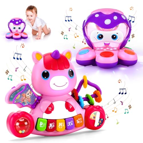 Baby Toys 6 Months Plus, Musical Unicorn Baby Piano Toys 6 12 18 Months Interactive Early Learning Toys for 1 Year Old Girls Christmas Birthday Gifts (Purple Set)