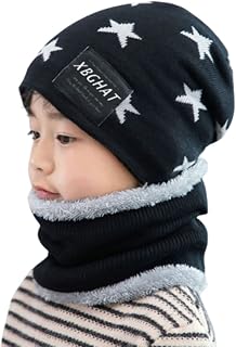 MOMISY Kids Winter Hat and Scarf Set, 2Pcs Warm Knit Beanie Cap and Scarf for 5-10 Years Old Boys and Girls Price In India