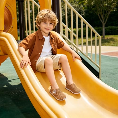 Image of FEETCITY Toddler Walking Shoes Slip On Toddler Shoes Boys Girls Kids Sports Sneakers Casual School Shoes Barefoot Shoes