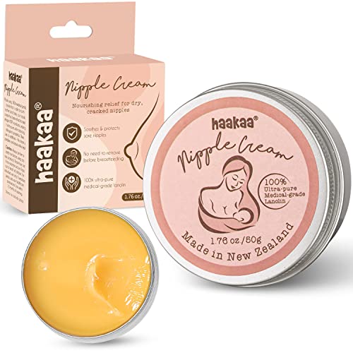 Haakaa Nipple Butter Lanolin Nipple Cream For Breastfeeding Natural Nipple Balm | Made In New Zealand | Reduce Nipple Pain Speed Up Healing 1.76 Oz | Meet Us Pharmacopeia Standard #TOP6
