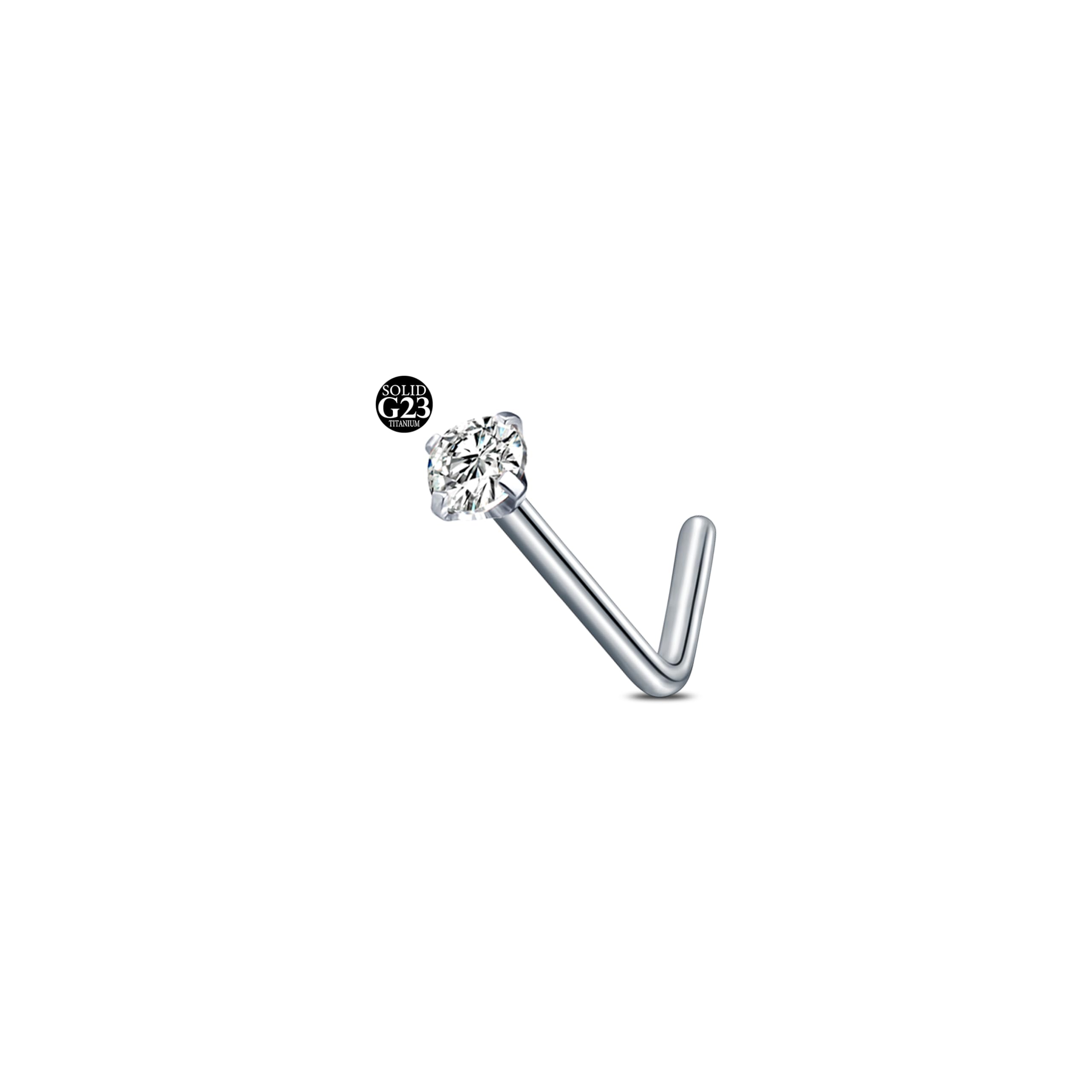 AceFun 20G piercing nariz titanio plata 1 forma G23 plata recta Piercing nariz Joyería para Mujeres Hombres plata circonio cúbico diamantes 1.5mm 2mm 2.5mm 3mm — view 16