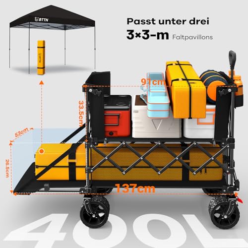 BTTN 400L Doppeldecker Bollerwagen Faltbar – 250kg Traglast - 5