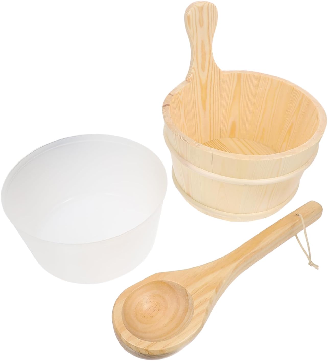 Wooden Sauna Bucket and Ladle Durable Bathing Barrel Accessories for Home Sauna Room Handcrafted Design for Steam Rooms and Relaxation