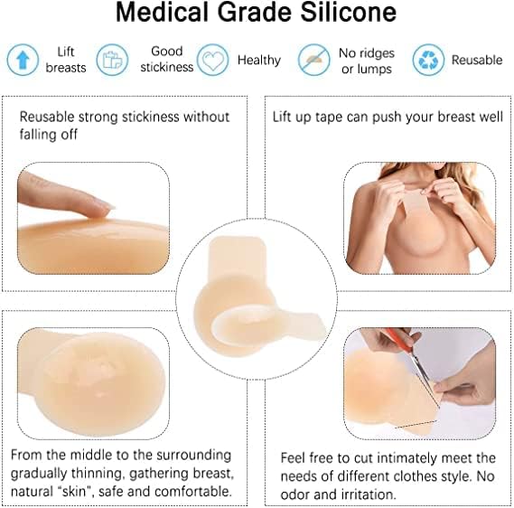 Miniatura 4 de Sujetador adhesivo de silicona para levantamiento de senos, sujetadores reutilizables sin tirantes, sin espalda, sujetadores adhesivos para traje en