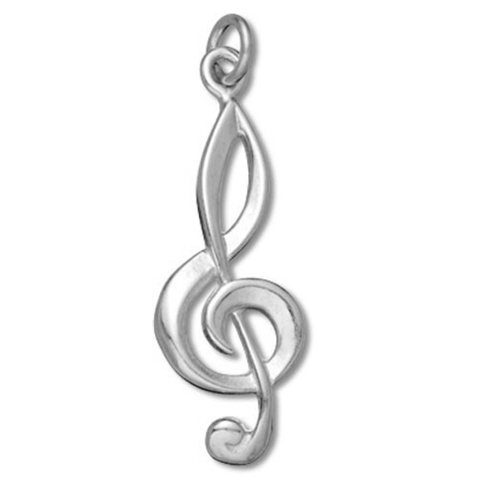 CHHANLOO Sterling Silver Treble Clef Music Note Charm Item #3318.