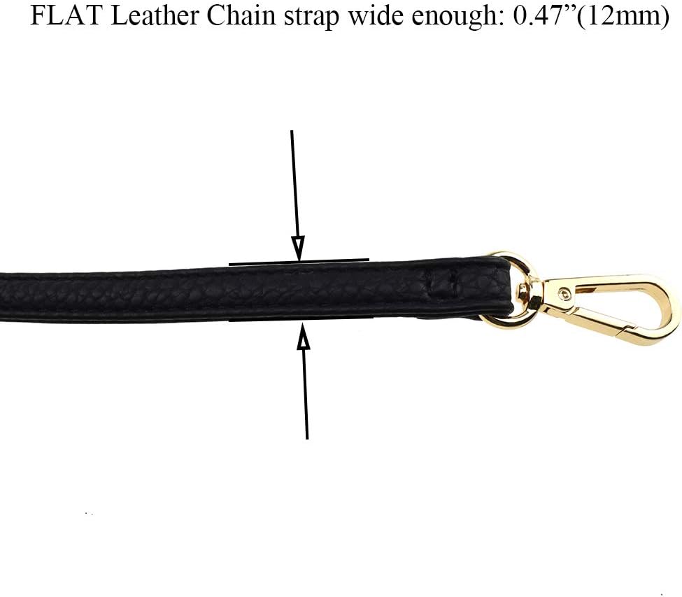 HAHIYO Adjustable Pebbled Black Leather Purse Chain Strap Length 31.5-55.1 Inch Gold Hardware for Shoulder Cross Body Sling Purse Replacement Comfortable 0.47 Inch Wide 4.7mm Extra Thick 1 Pack - Image 2