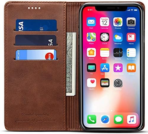 Wallet Case Compatible iPhone XR/iPhone 10R, Wallet Case Premium PU Leather Flip Cover Folio Case [Kickstand Feature] with ID & Credit Card Pockets for 2018 iPhone 10R/ XR 6.1 inch Brown