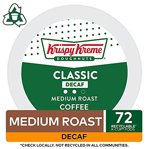 Krispy Kreme Classic Decaf, Single-Serve Keurig K-Cup Pods, Medium Roast Coffee Pods, 12 Count (Pack Of 6) #TOP1