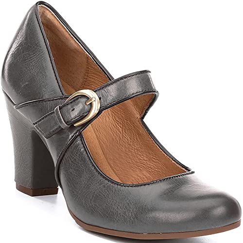Image of SHODENSE Women Vintage Chunky High Heel Mary Jane Shoes Round Closed Toe Ankle Strap Dress Sandals 3 inch Block Heels Mary Jane Lolita Pumps Two-Toned Patchwork Buckle Office Lady Wedding Retro 4-11 M US