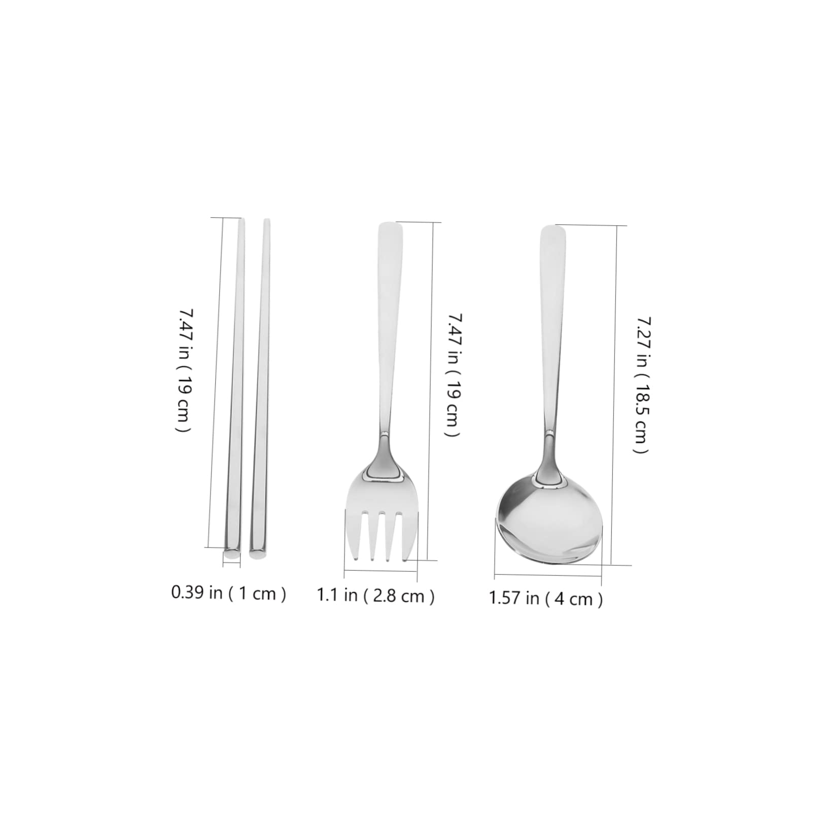 Support de baguettes 5 ensembles fourchette cuillère baguettes cuillère en acier inoxydable couverts de voyage ustensiles de service ensemble d'ustensiles réutilisables en acier inoxydable avec étui