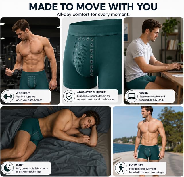Image of Men's Mid-Rise Magnetic Boxer Briefs | Breathable Stretch Fabric with Energetic Massage Dots Underwear