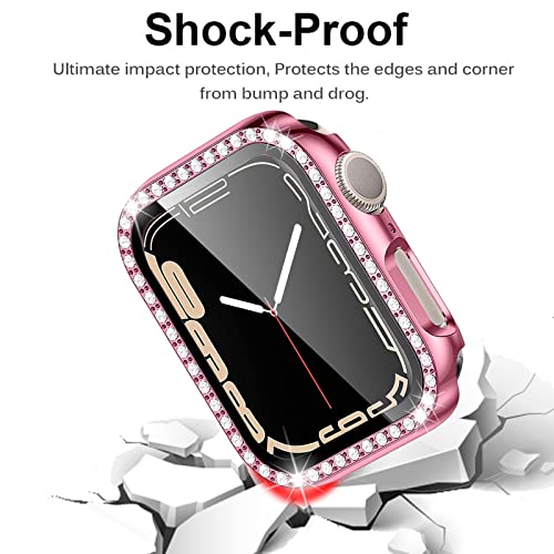 Miimall Bling Case Compatible for Apple Watch Series 8/7 45mm, PC Case with Tempered Glass Screen Protector&Crystal Diamonds - Image 4