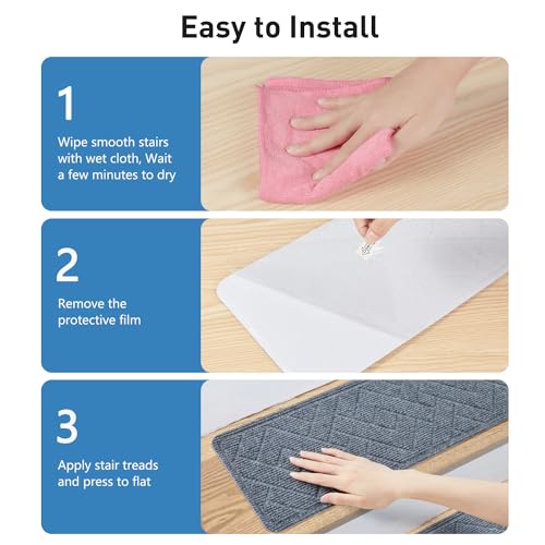 Pattengo LTD-JX-DGREY-HCUS Non Slip Stair Treads For Wooden Steps,15 Pack 8 Inch X 30 Inch Stairs Carpet Treads Indoor thumb #5