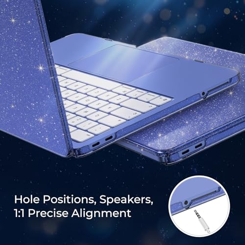 Image of EooCoo Compatible with Apple 2026 MacBook Neo Case 13 inch Mac Laptop A3404 with A18 Pro Chip & 13 inch Liquid Retina Display, Sparkly Transparent Hard Shell, Plastic Snap-on Cover, Glitter Crystal Indigo