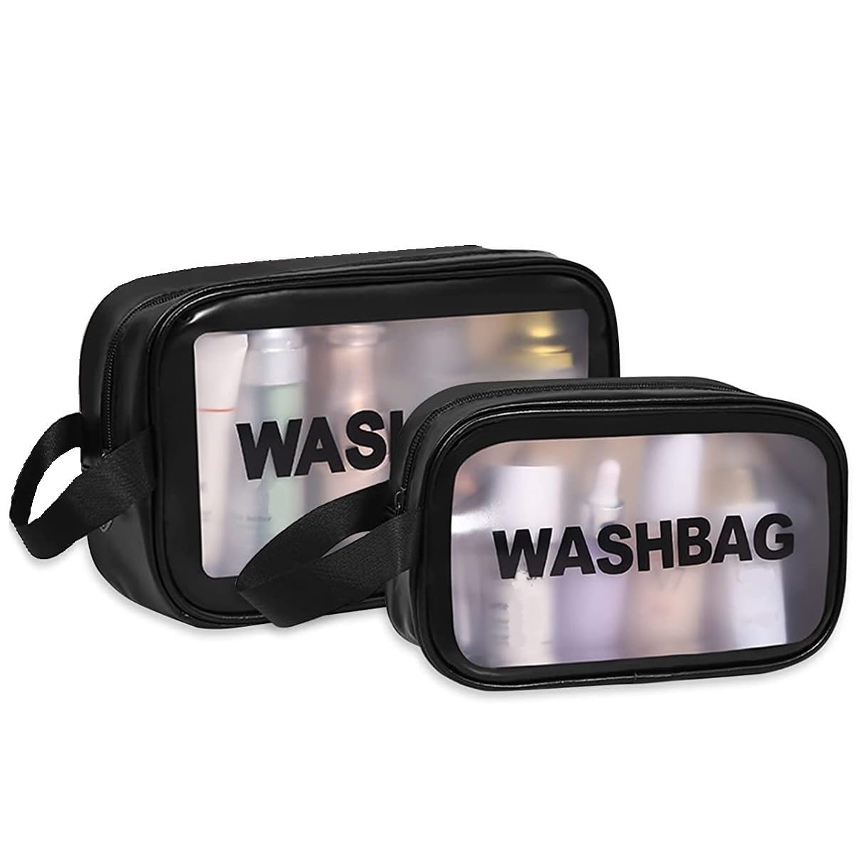 Premium Makeup Pouches Set for Women | Waterproof & Spacious Cosmetic Bags for Girls | Toiletry Storage Wash Bag | Travel Organizer for Bath Accessories & Grooming Kit Pack of 2 (Black)-picture-41