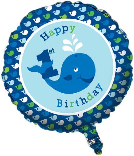 Two-Sided Mylar Foil Round Balloon, Ocean Preppy Boys First Birthday
