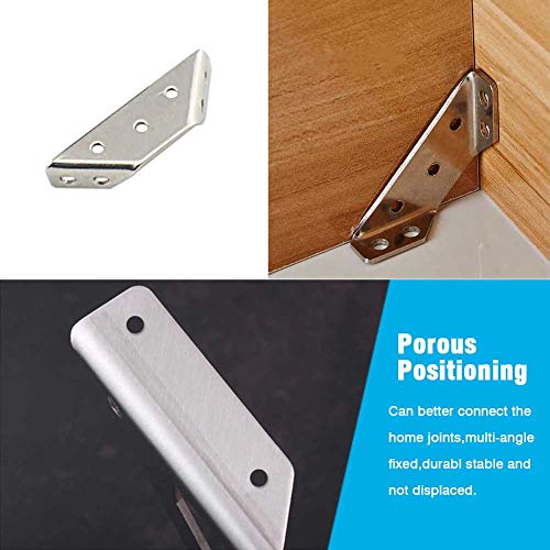 Obelon Triangular Corner Bracket 70Mm - Stainless Steel 3-Sided Fixed Angle Brace Repair Brackets Fastener With Screws For Wood Furniture, 6 Pcs #TOP4