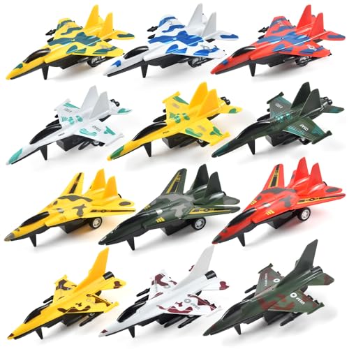 soi-meme 12 Pcs Pull Back Airplane Toys for Toddlers 1-3, Boys Plane Playset,FighterToys, Gifts for Toddler Kids 1+ Years Old, Kids Presents Toys