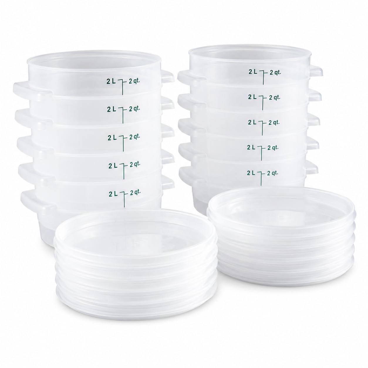 2 Qt. Round Food Storage Container with Lid by Glownary – 2.0 quarts, Polypropylene, Translucent, Pack of 12, Model 247rtn2kt12