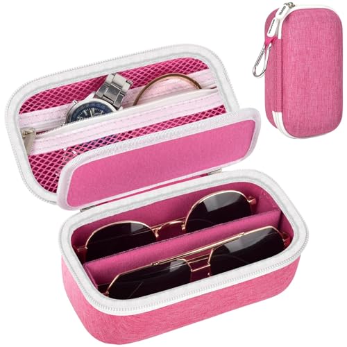 Grapsa Travel Sunglasses Organizer Cases for Quay Polarized Sunglasses Men Women, Trendy Sunglasse Storage Holder (Bag Only) (Classic, Pink-2 Slot)
