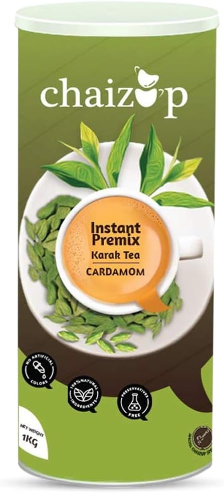 Instant Cardamom Premix Tea - Karak Ready To Drink Chai With And Low Sugar | Elaichi Flavor Tea| Can Of 1 Kg